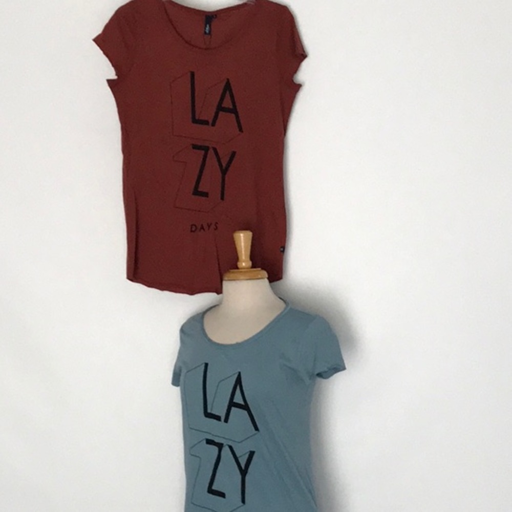 2 NWT LAZY DAYS T-SHIRTS SIZE SMALL OLIVER Z39-35